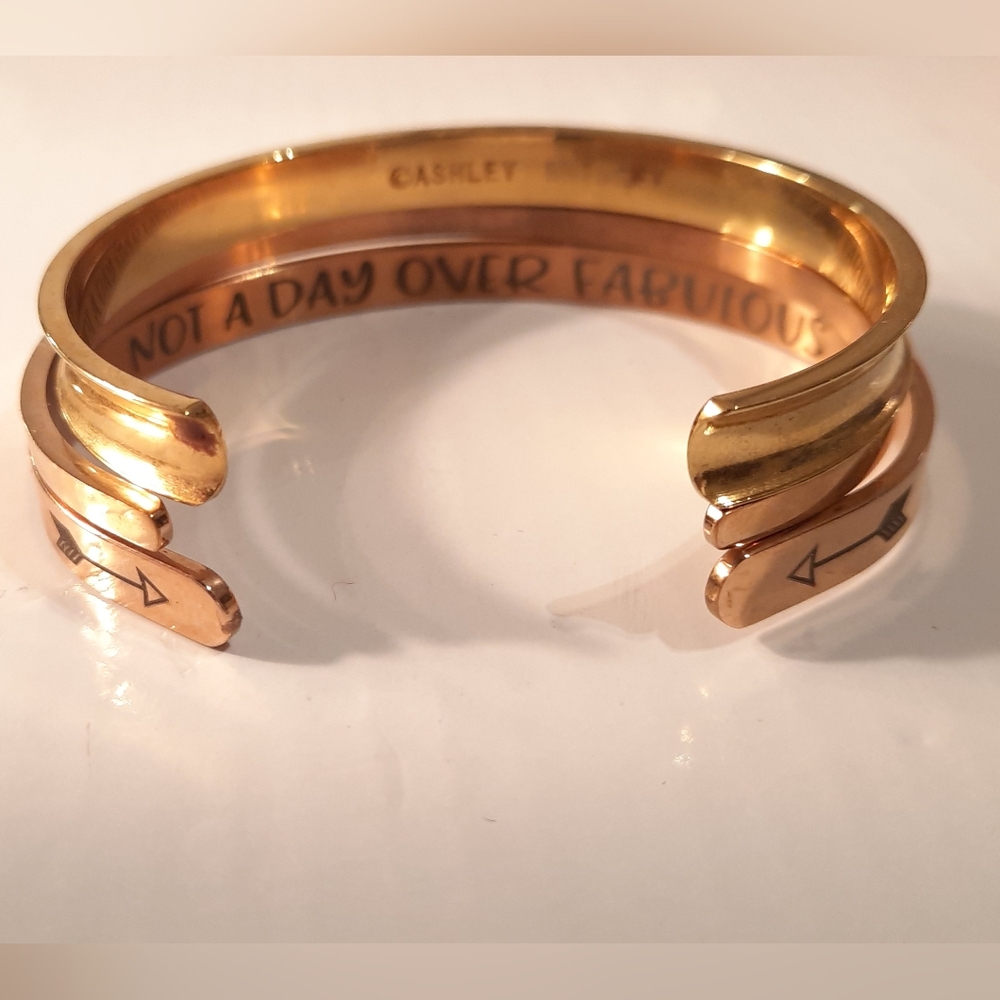 18k Gold Gp Cuff Bracelet Set